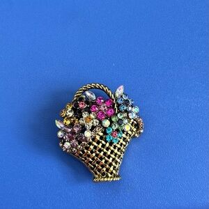Gold Floral Basket Brooch